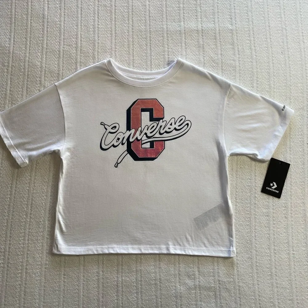 CONVERSE GIRLS Iridescent Varsity Boxy Tee